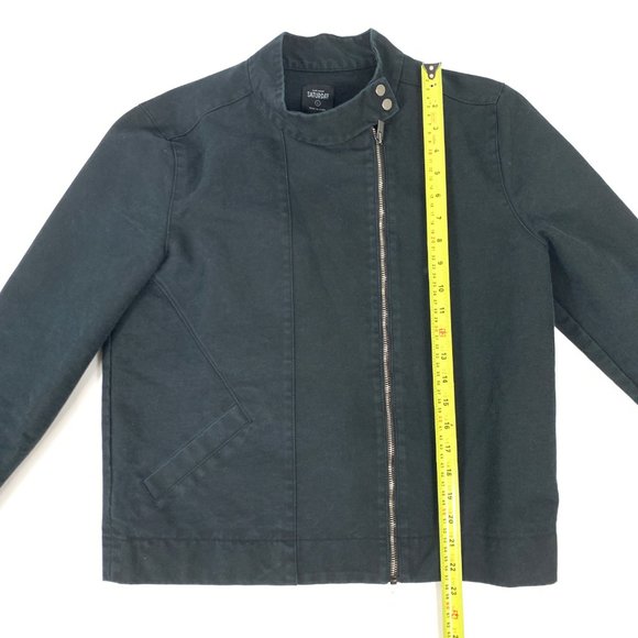 Kate Spade Side Zip Black Moto Bomber Jacket L - Picture 10 of 11